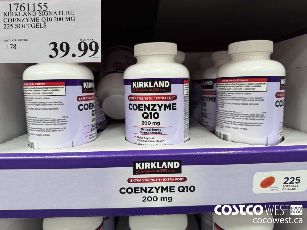 1761155 KIRKLAND SIGNATURE COENZYME Q10 200 MG 225 SOFTGELS $39.99