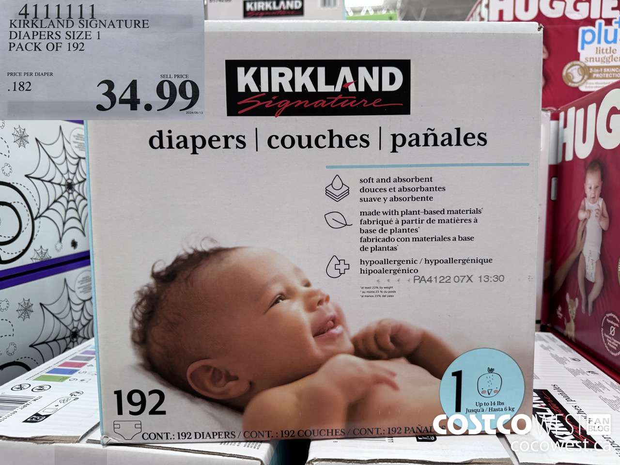 4111111 KIRKLAND SIGNATURE DIAPERS SIZE 1 PACK OF 192 $34.99