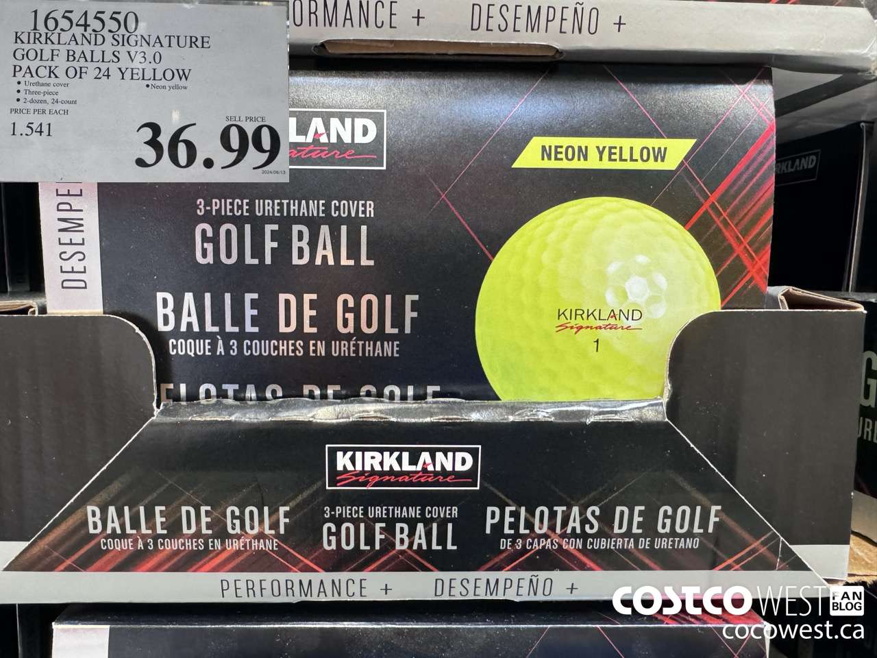 1654550 KIRKLAND SIGNATURE GOLF BALLS V3.0 PACK OF 24 YELLOW $36.99