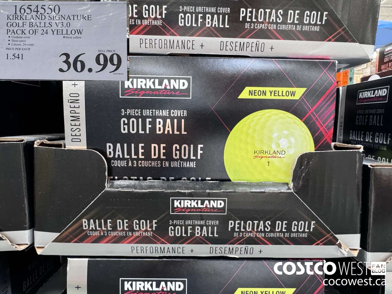 1654550 KIRKLAND SIGNATURE GOLF BALLS V3.0 PACK OF 24 YELLOW $36.99