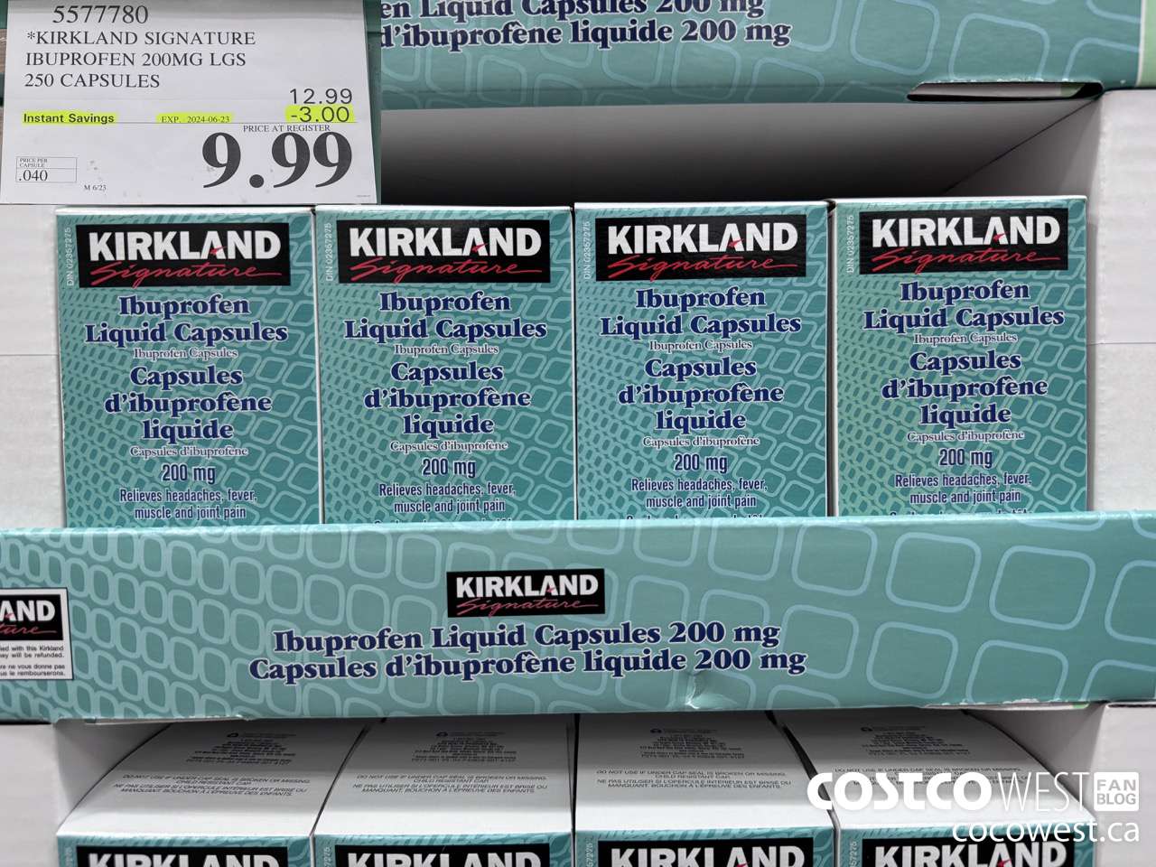 5577780 KIRKLAND SIGNATURE IBUPROFEN 200MG LGS 250 CAPSULES ($3.00 INSTANT SAVINGS EXPIRES ON 2024-06-23) $9.99
