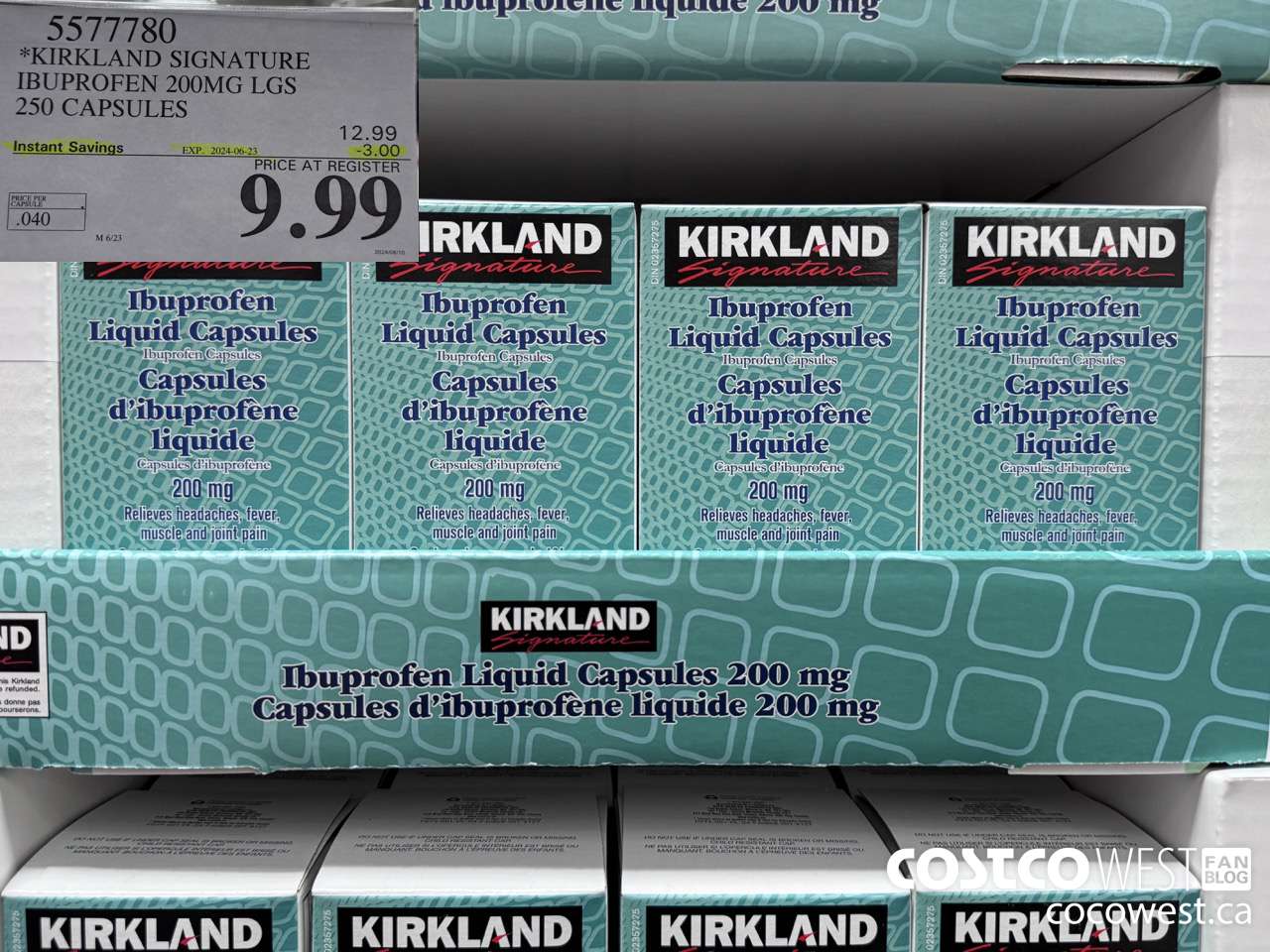 5577780 KIRKLAND SIGNATURE IBUPROFEN 200MG LGS 250 CAPSULES ($3.00 INSTANT SAVINGS EXPIRES ON 2024-06-23) $9.99