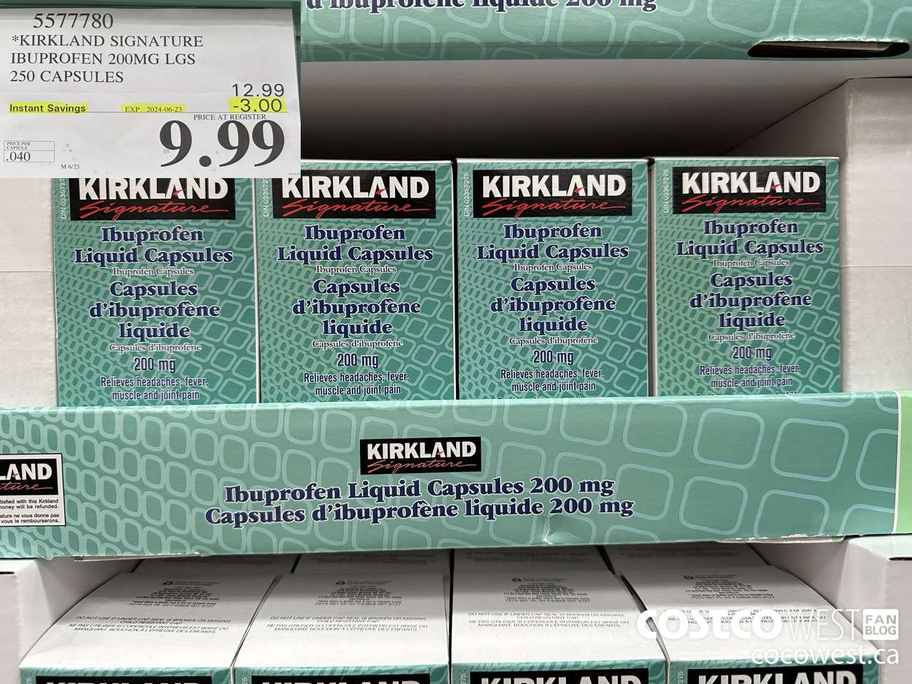 5577780 KIRKLAND SIGNATURE IBUPROFEN 200MG LGS 250 CAPSULES ($3.00 INSTANT SAVINGS EXPIRES ON 2024-06-23) $9.99