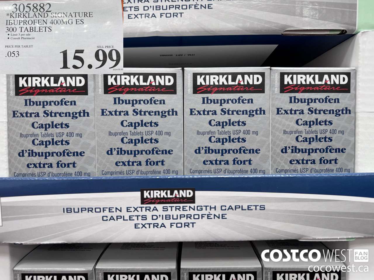 305882 KIRKLAND SIGNATURE IBUPROFEN 400MG ES 300 TABLETS $15.99