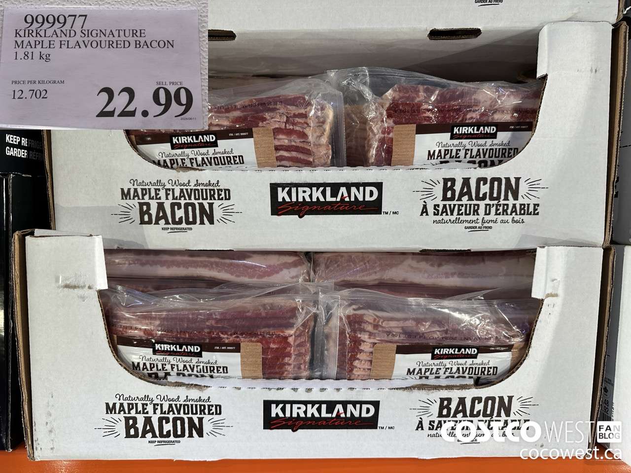 999977 KIRKLAND SIGNATURE MAPLE FLAVOURED BACON 1.81 KG $22.99