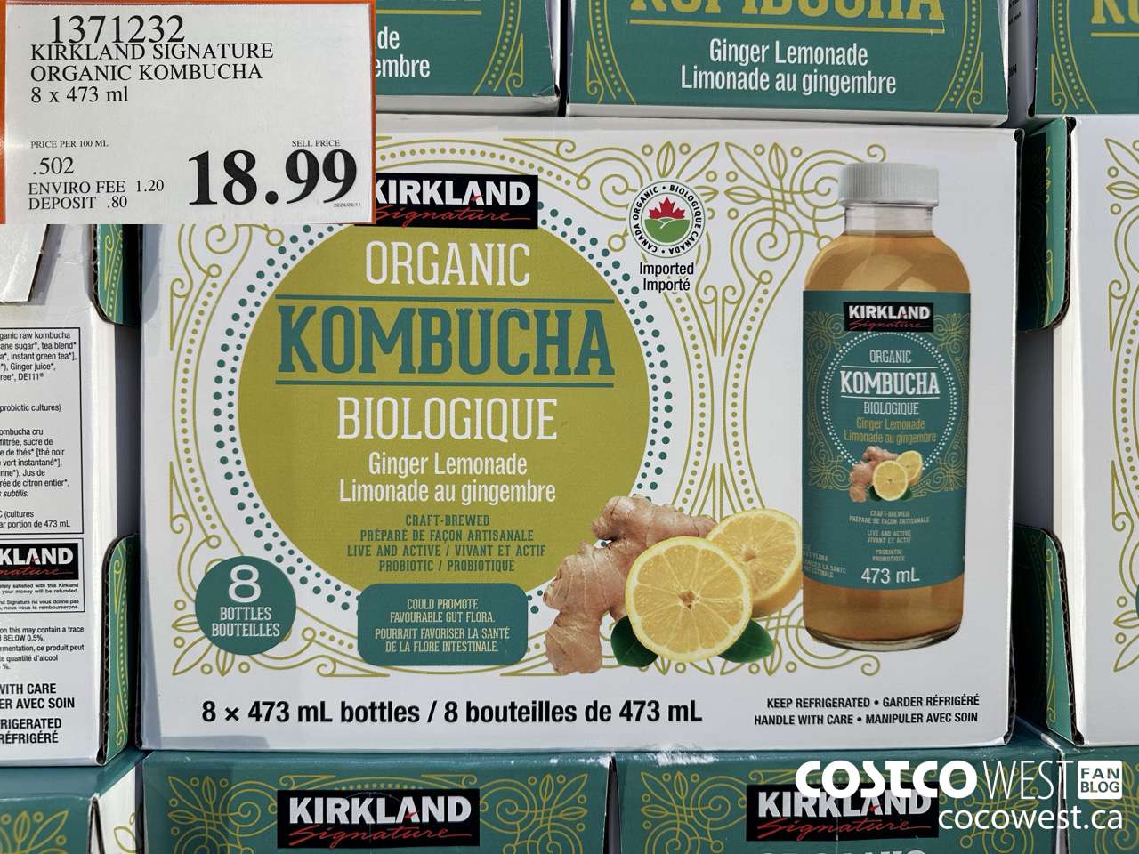 1371232 KIRKLAND SIGNATURE ORGANIC KOMBUCHA 8 X 473 ML $18.99