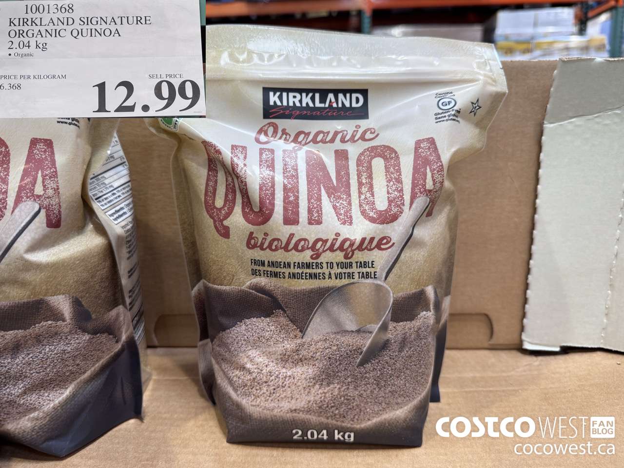 1001368 KIRKLAND SIGNATURE ORGANIC QUINOA 2.04 KG $12.99