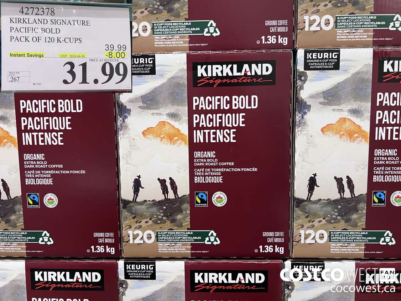 4272378 KIRKLAND SIGNATURE PACIFIC BOLD PACK OF 120 K-CUPS ($8.00 INSTANT SAVINGS EXPIRES ON 2024-06-30) $31.99
