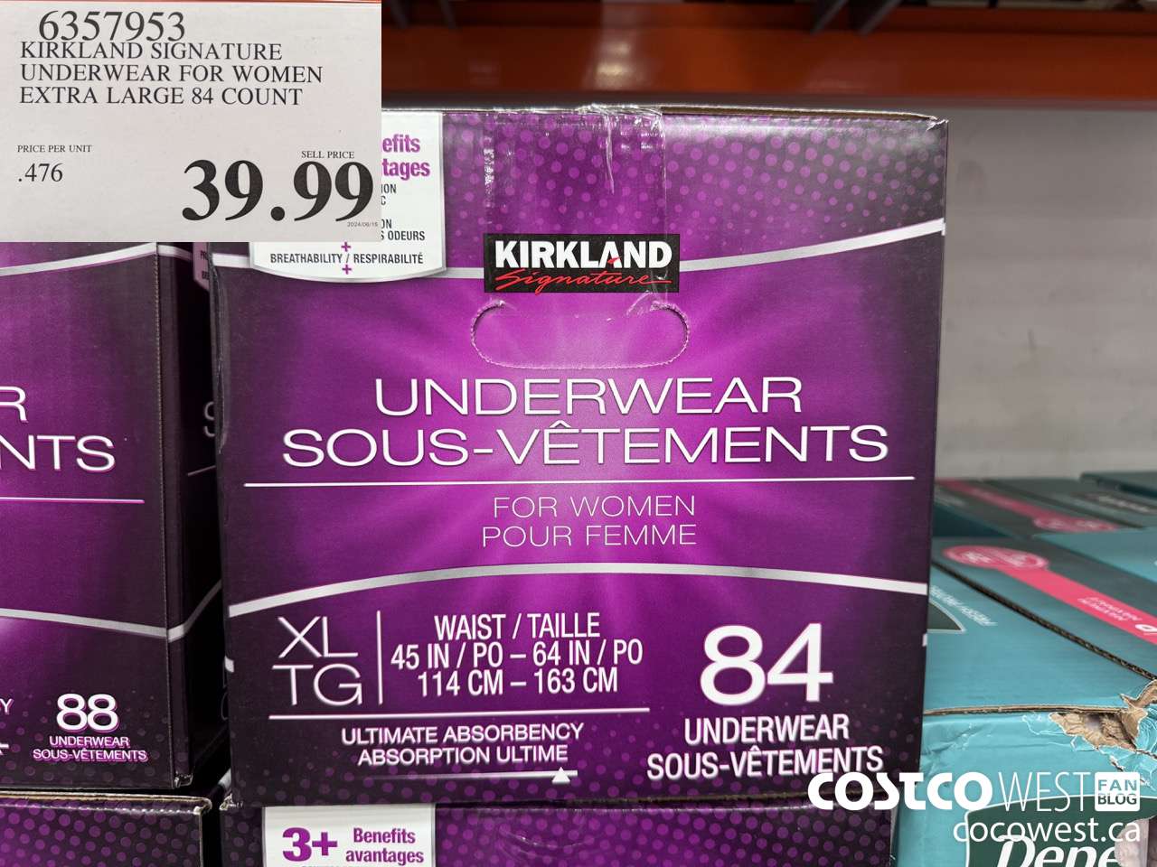 6357953 KIRKLAND SIGNATURE PROTECTIVE UNDERWEAR WOMEN XL 84 COUNT $39.99
