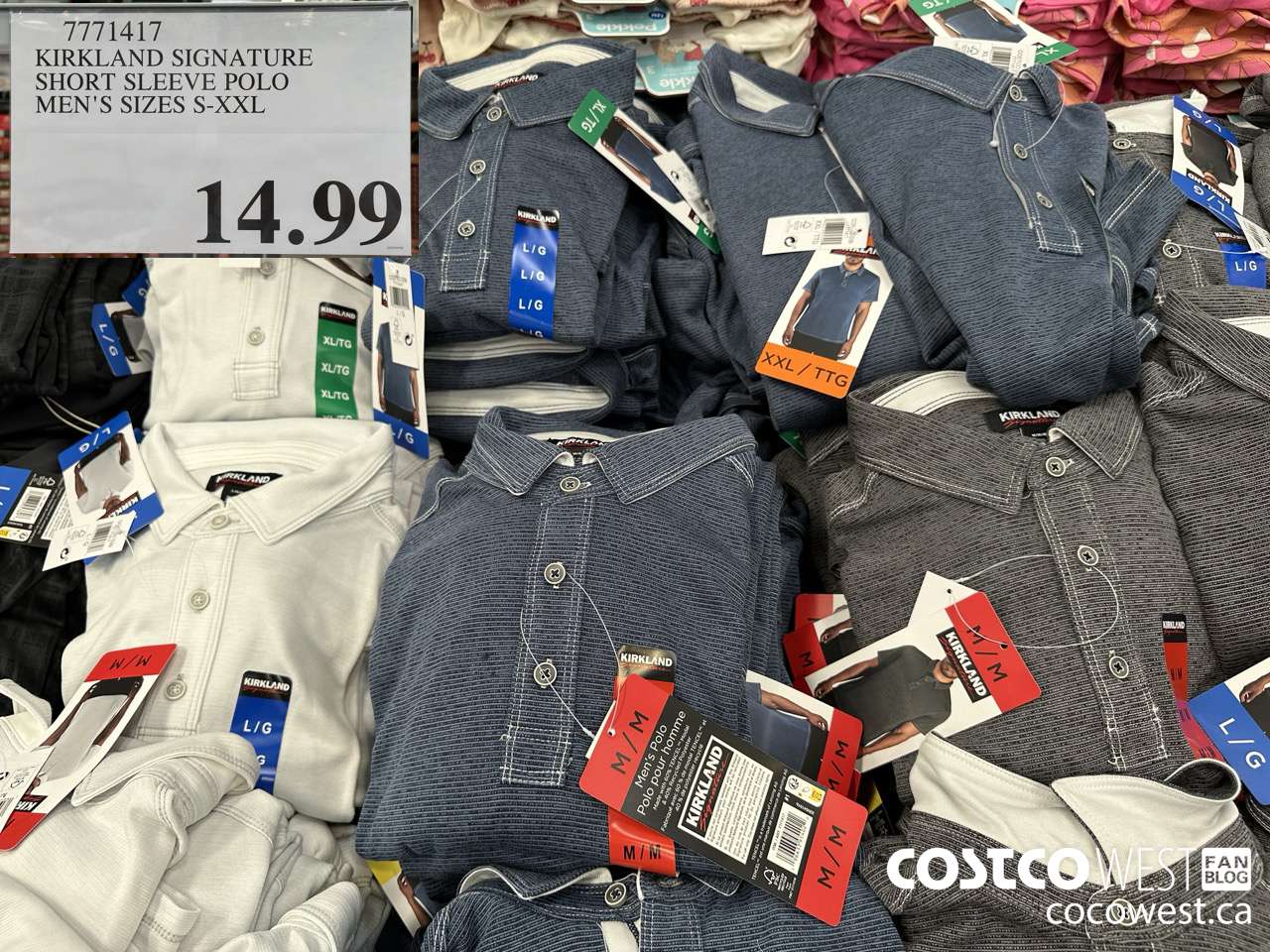 7771417 KIRKLAND SIGNATURE SHORT SLEEVE POLO MEN'S SIZES S-XXL $14.99