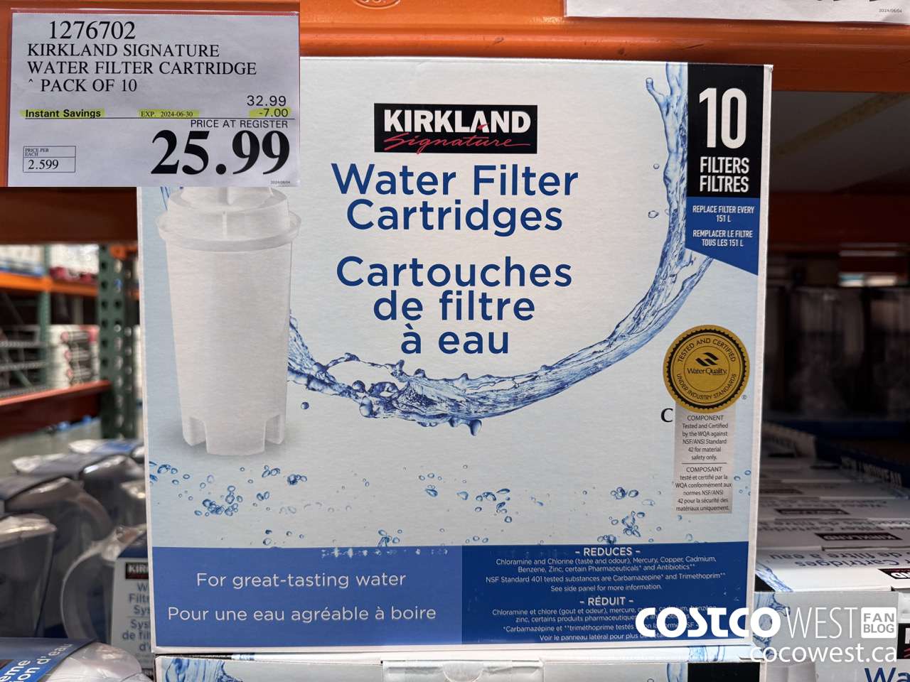 1276702 KIRKLAND SIGNATURE WATER FILTER CARTRIDGE PACK OF 10 ($7.00 INSTANT SAVINGS EXPIRES ON 2024-06-30) $25.99