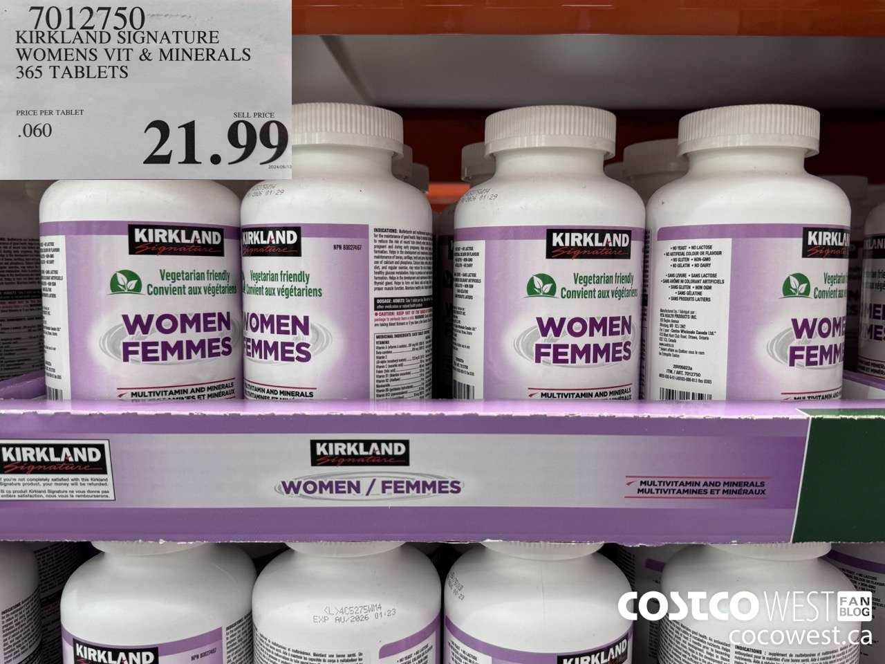 7012750 KIRKLAND SIGNATURE WOMEN MULTI VITAMIN & MINERAL 365 TABLETS $21.99