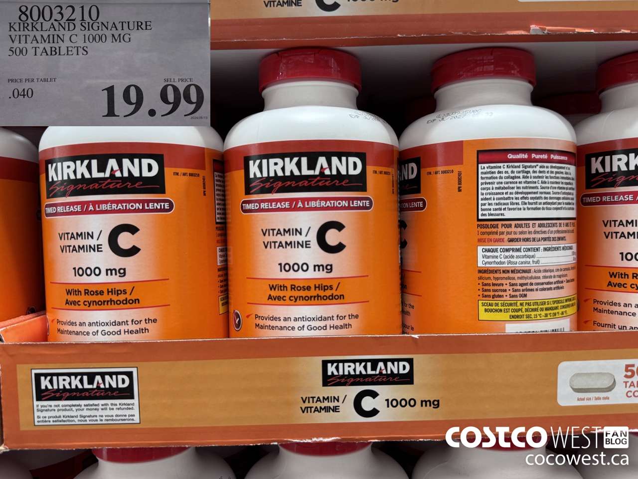 8003210 KIRKLAND SIGNATURE VITAMIN C 1000 MG 500 TABLETS $19.99