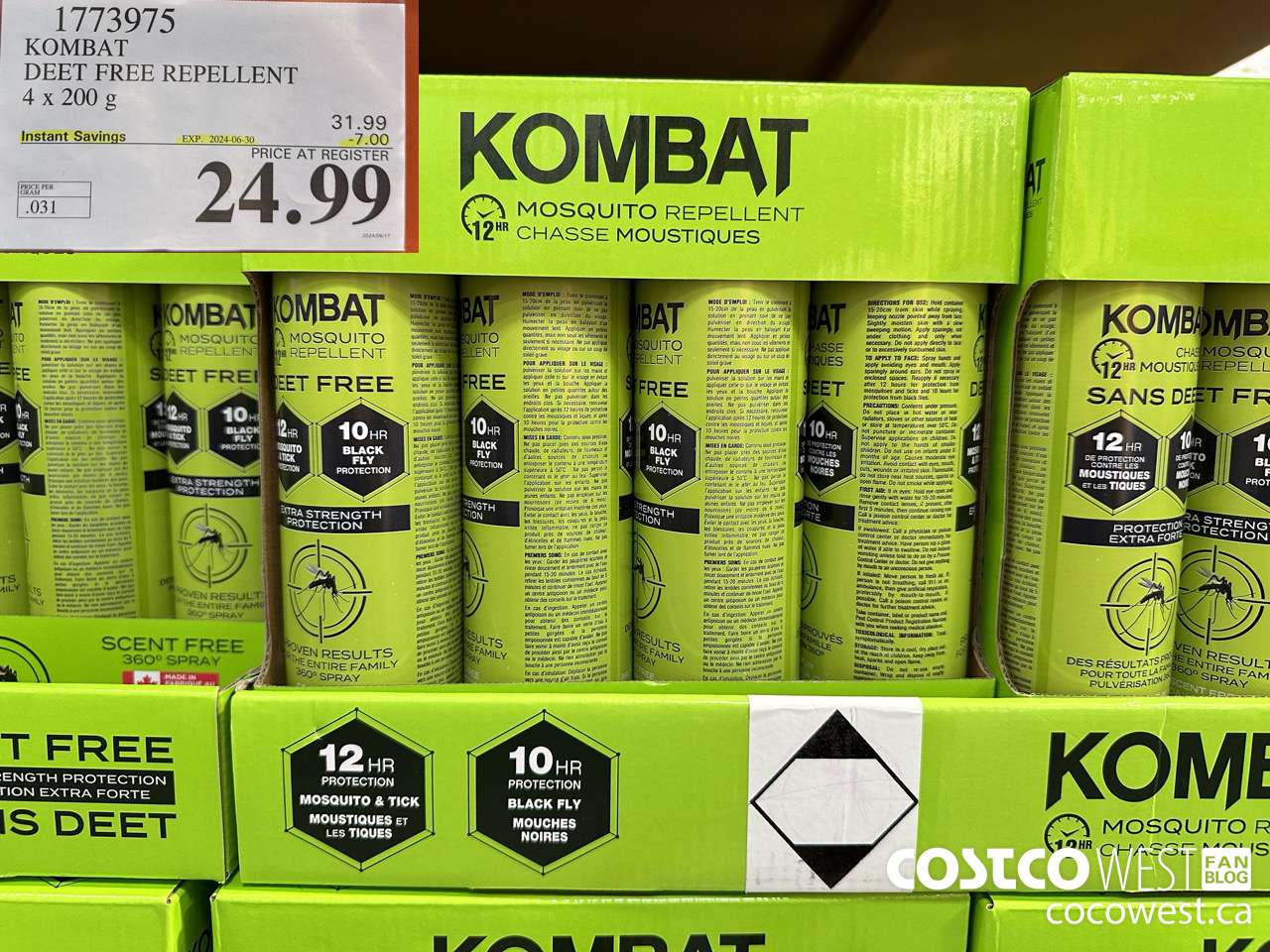 1773975 KOMBAT DEET FREE REPELLENT 4 x 200 g ($7.00 INSTANT SAVINGS EXPIRES ON 2024-06-30) $24.99