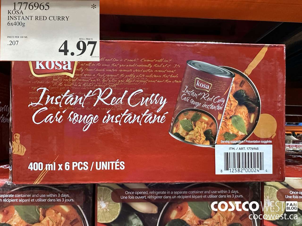 1776965 KOSA INSTANT RED CURRY 6 X 400G $4.97