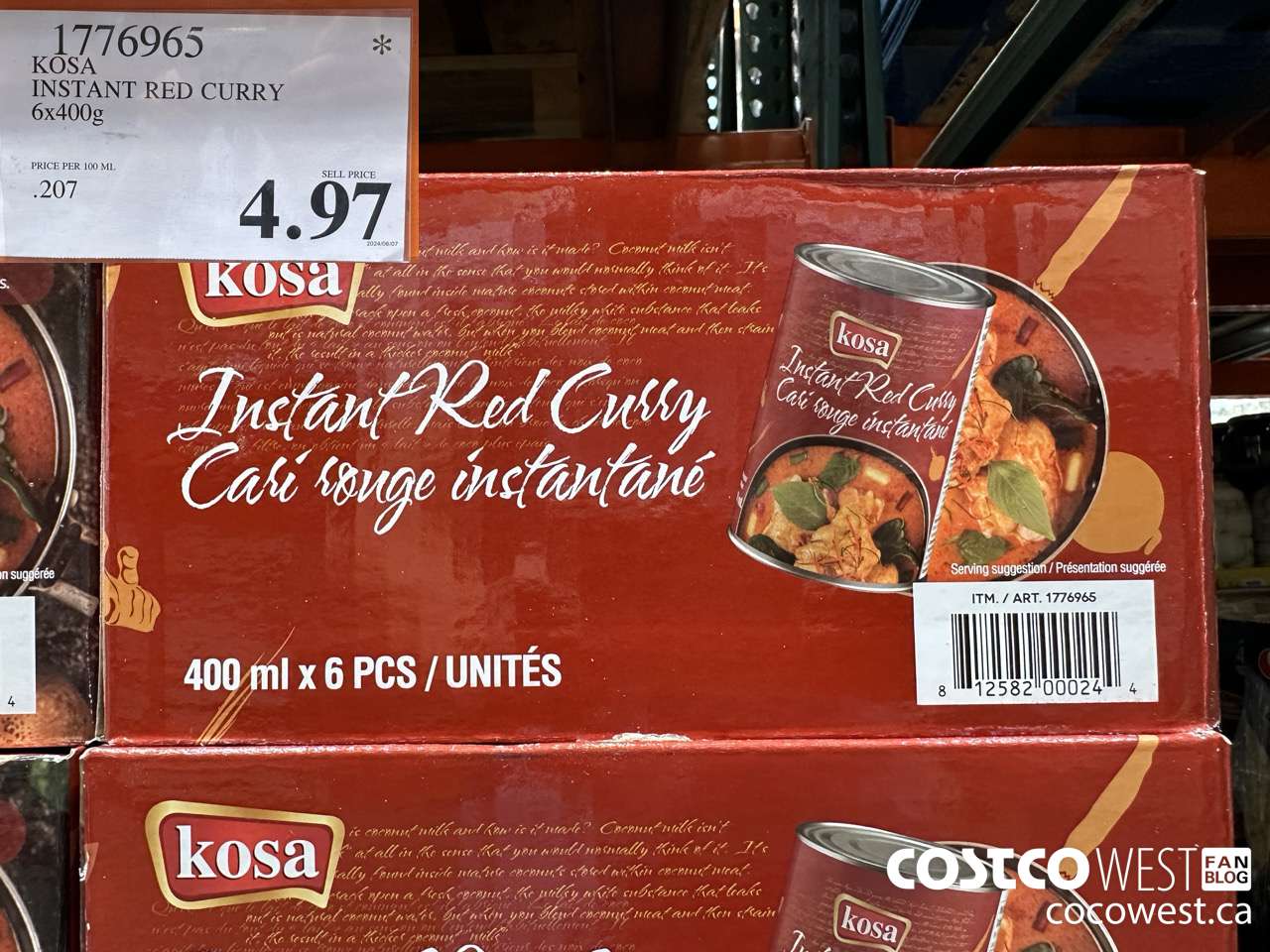 1776965 KOSA INSTANT RED CURRY 6 X 400G $4.97