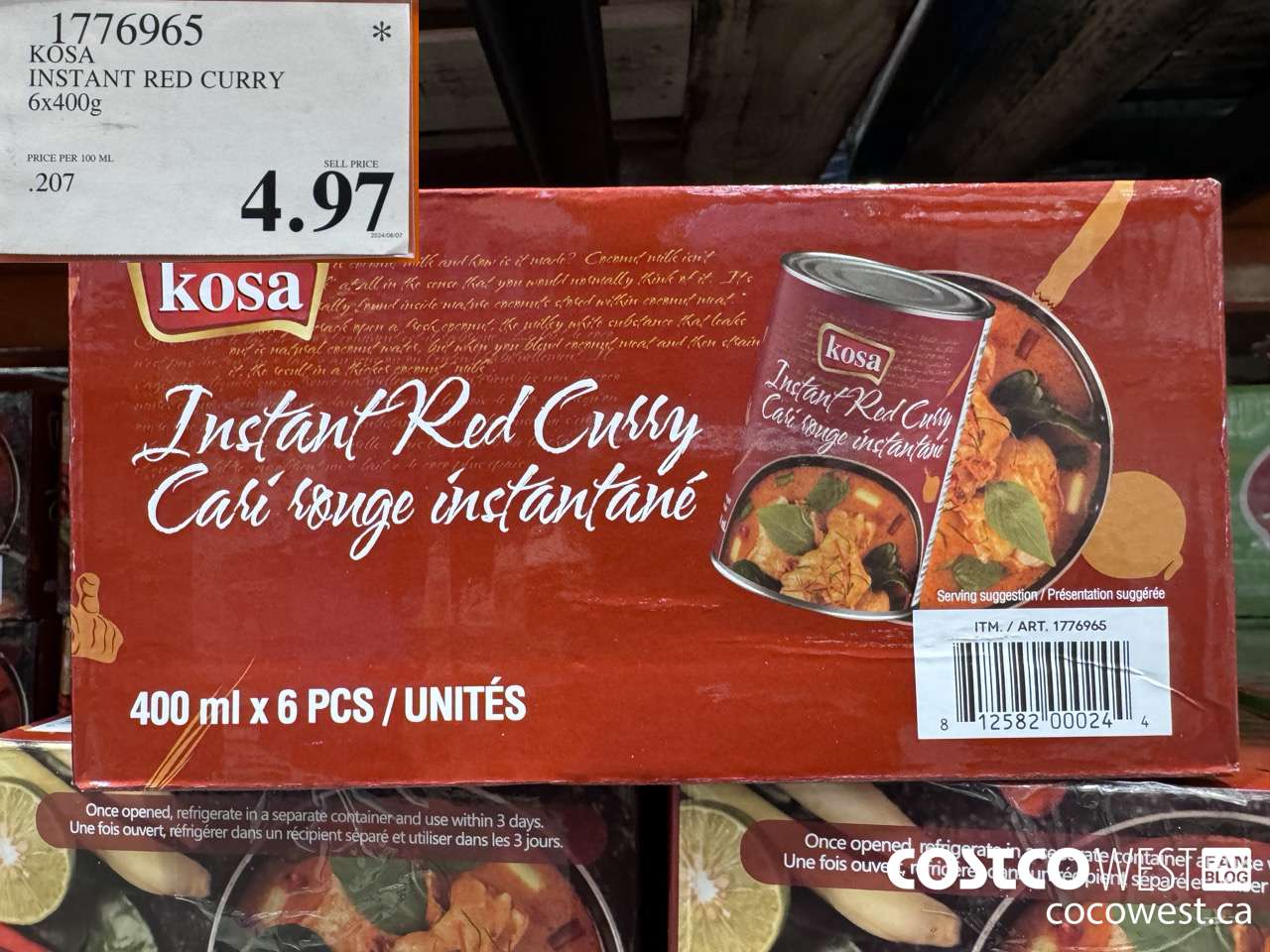 1776965 KOSA INSTANT RED CURRY 6 X 400G $4.97