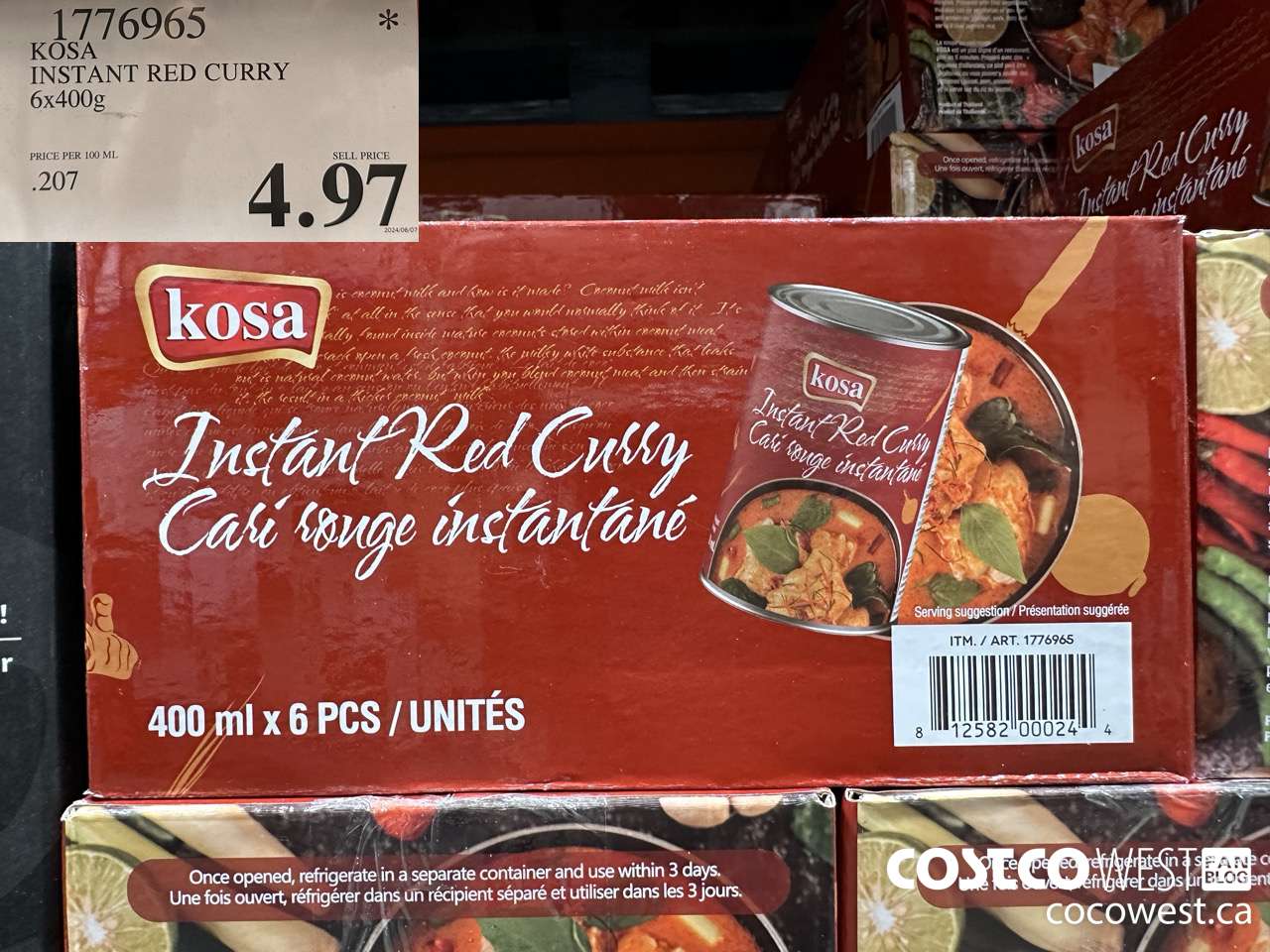 1776965 KOSA INSTANT RED CURRY 6 X 400G $4.97