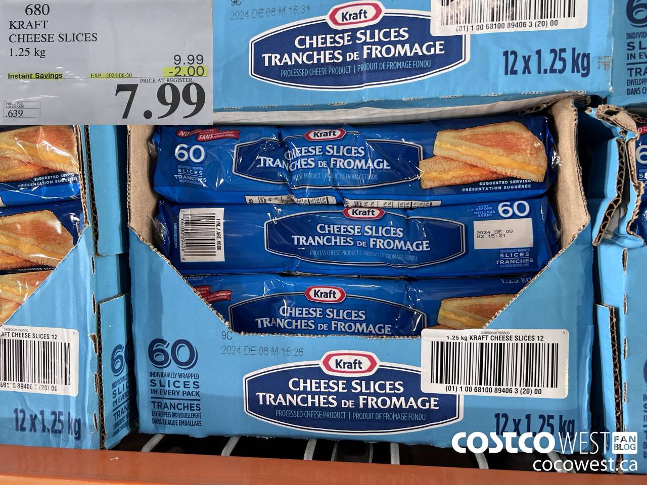 680 KRAFT CHEESE SLICES 1.25 kg ($2.00 INSTANT SAVINGS EXPIRES ON 2024-06-30) $7.99