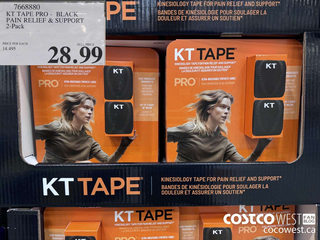 7668880 KT TAPE PRO BLACK PAIN RELIEF & SUPPORT 2-PACK $28.99