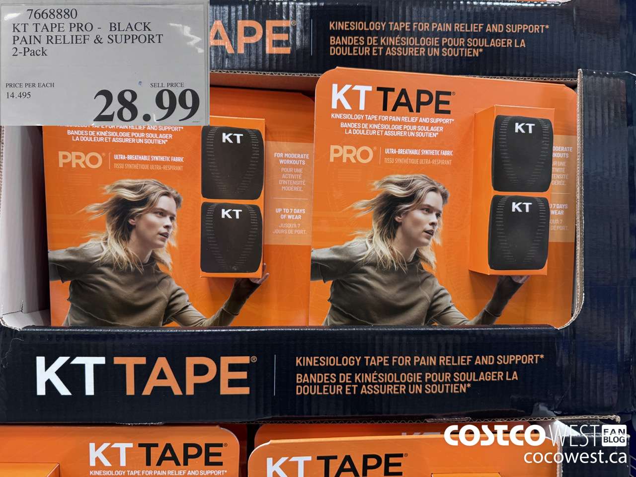 7668880 KT TAPE PRO BLACK PAIN RELIEF & SUPPORT 2-PACK $28.99