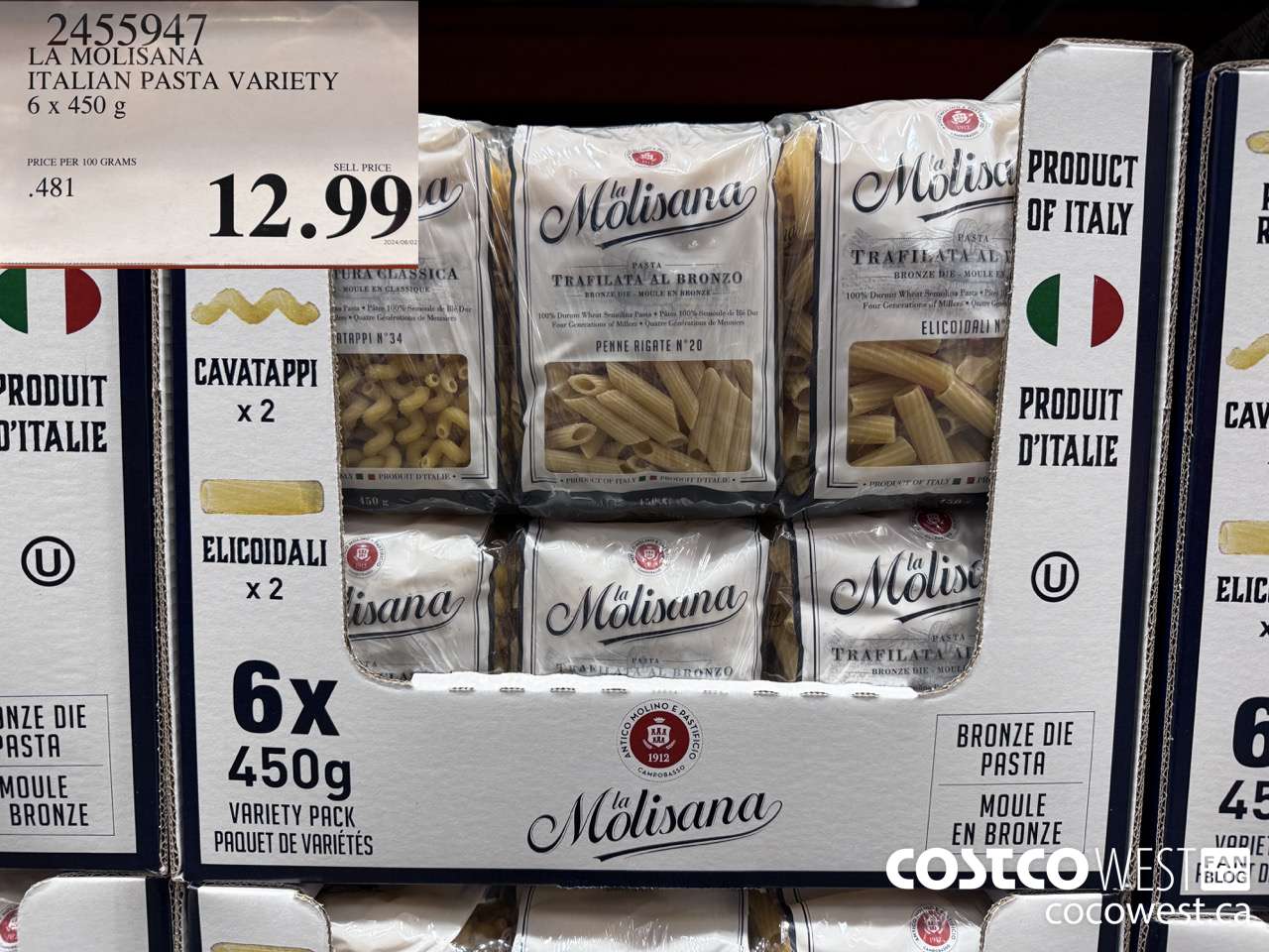 2455947 LA MOLISANA ITALIAN PASTA VARIETY 6 x 450 g $12.99