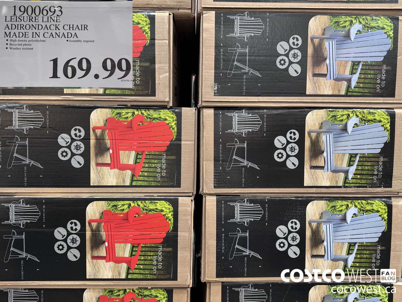 1900693 LEISURE LINE ADIRONDACK CHAIR MADE IN CANADA $169.99