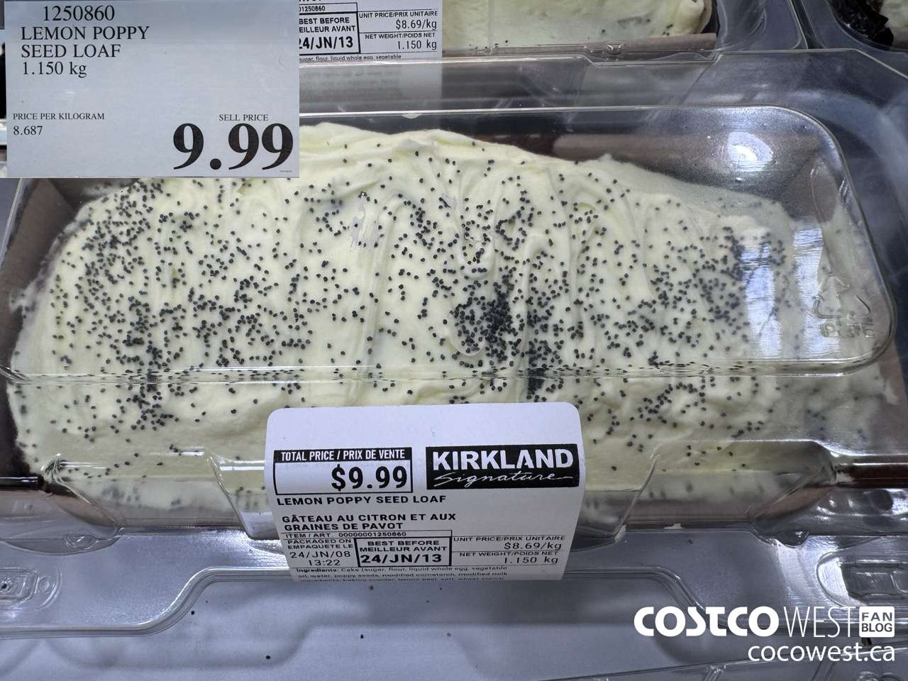 1250860 LEMON POPPY SEED LOAF 1.150KG $9.99