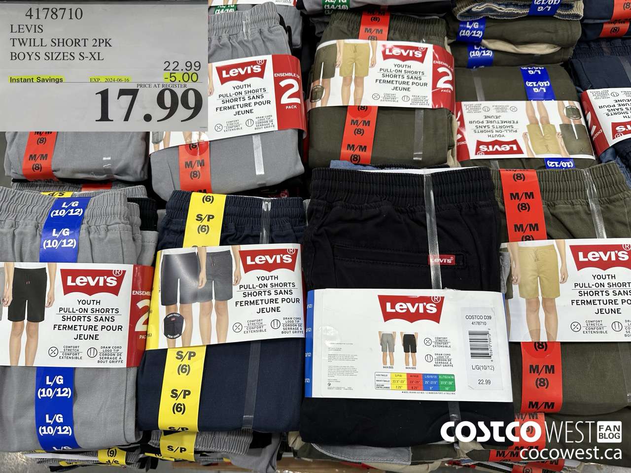 4178710 LEVIS TWILL SHORT 2PK BOYS SIZES S-XL ($5.00 INSTANT SAVINGS EXPIRES ON 2024-06-16) $17.99