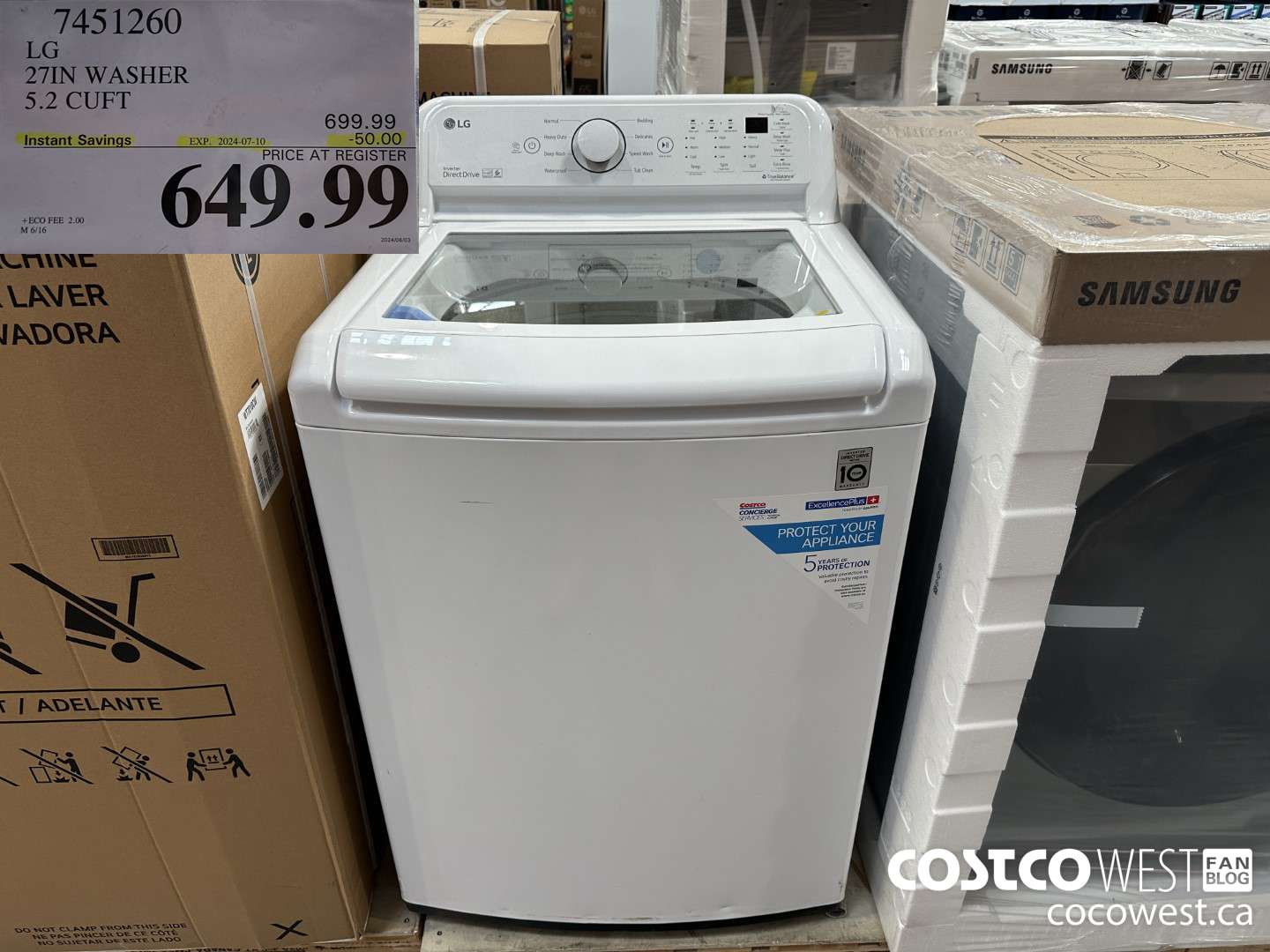 7451260 LG 27IN WASHER 5.2 CUFT ($50.00 INSTANT SAVINGS EXPIRES ON 2024-07-10) $649.99