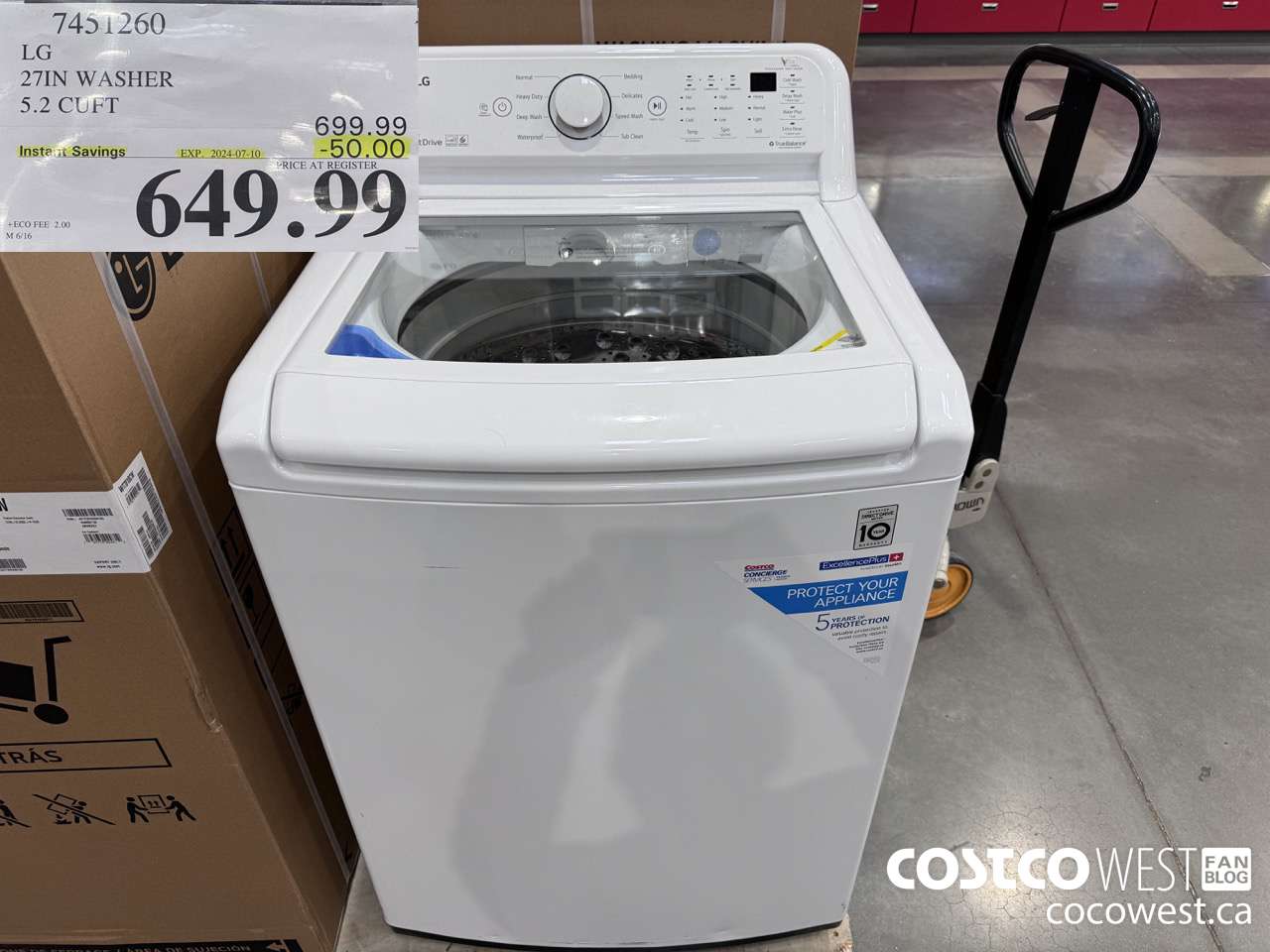 7451260 LG 27IN WASHER 5.2 CUFT ($50.00 INSTANT SAVINGS EXPIRES ON 2024-07-10) $649.99