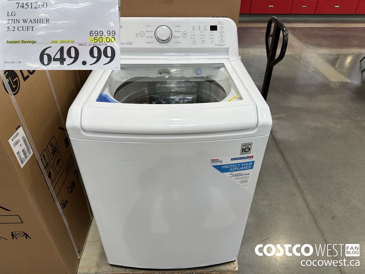 7451260 LG 27IN WASHER 5.2 CUFT ($50.00 INSTANT SAVINGS EXPIRES ON 2024-07-10) $649.99