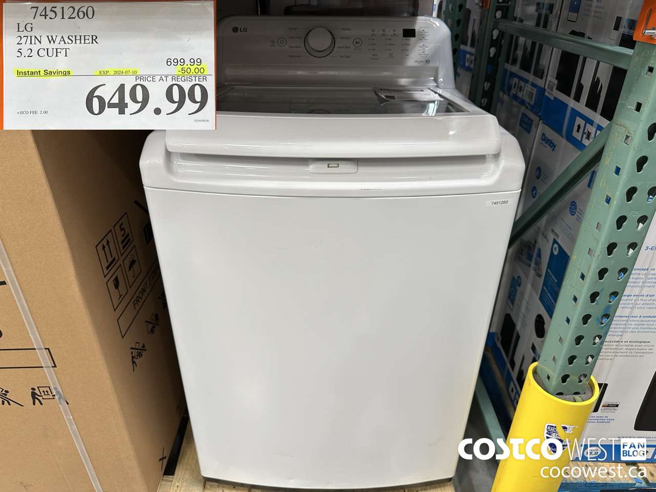 7451260 LG 27IN WASHER 5.2 CUFT ($50.00 INSTANT SAVINGS EXPIRES ON 2024-07-10) $649.99