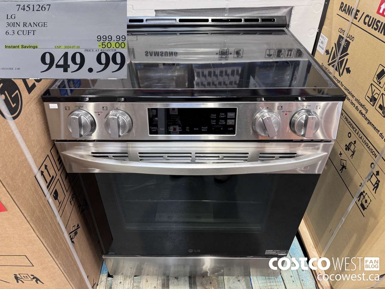 7451267 LG SLIDE-IN RANGE 6.3 CU. FT. ($50.00 INSTANT SAVINGS EXPIRES ON 2024-07-10) $949.99