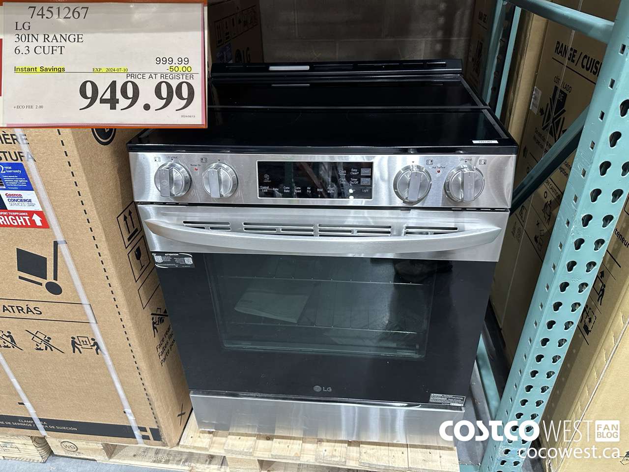 7451267 LG SLIDE-IN RANGE 6.3 CU. FT. ($50.00 INSTANT SAVINGS EXPIRES ON 2024-07-10) $949.99