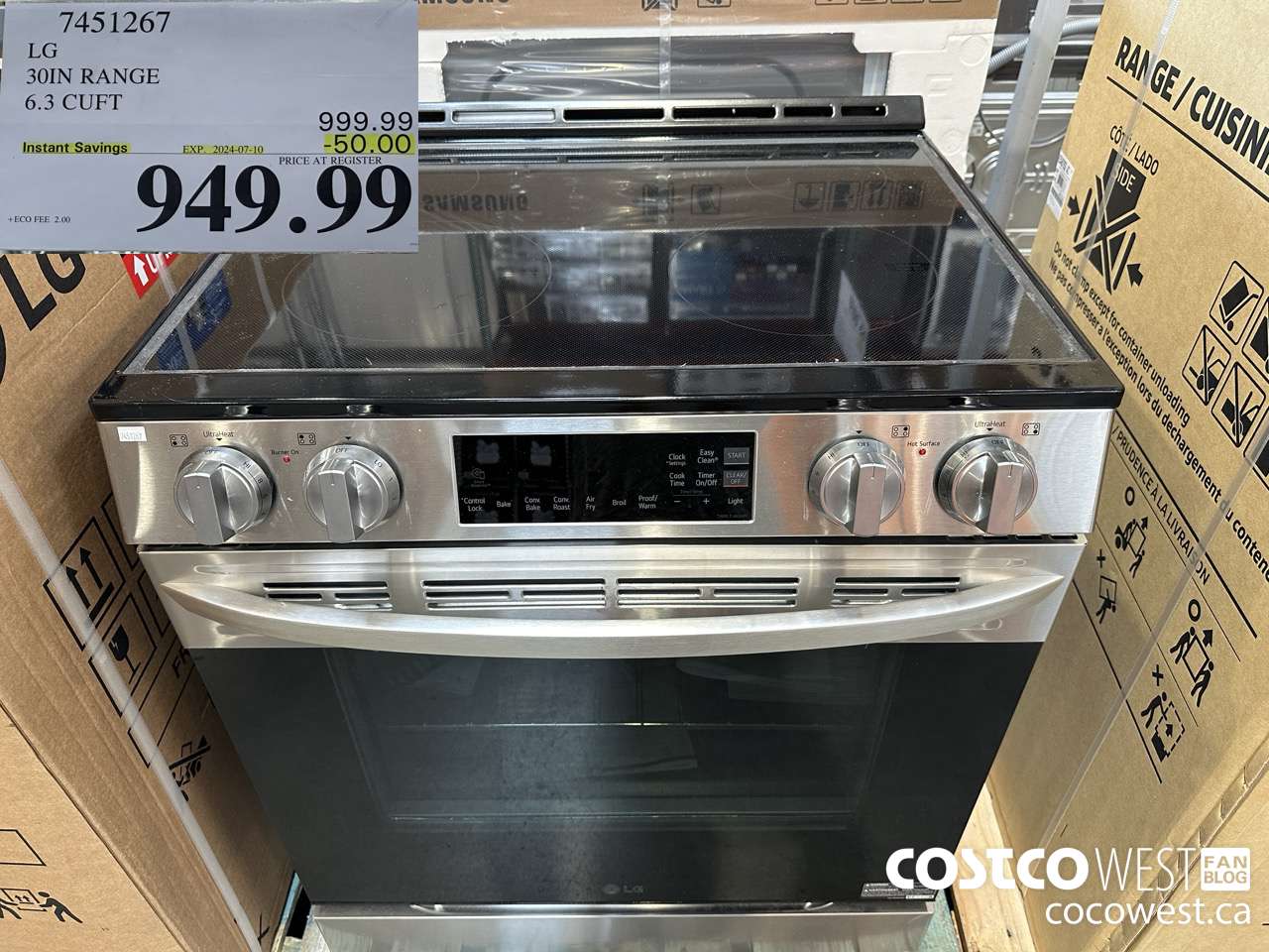 7451267 LG SLIDE-IN RANGE 6.3 CU. FT. ($50.00 INSTANT SAVINGS EXPIRES ON 2024-07-10) $949.99