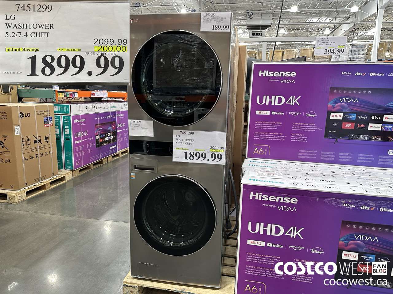 7451299 LG WASHTOWER 5.2/7.4 CUFT ($200.00 INSTANT SAVINGS EXPIRES ON 2024-07-10) $1899.99