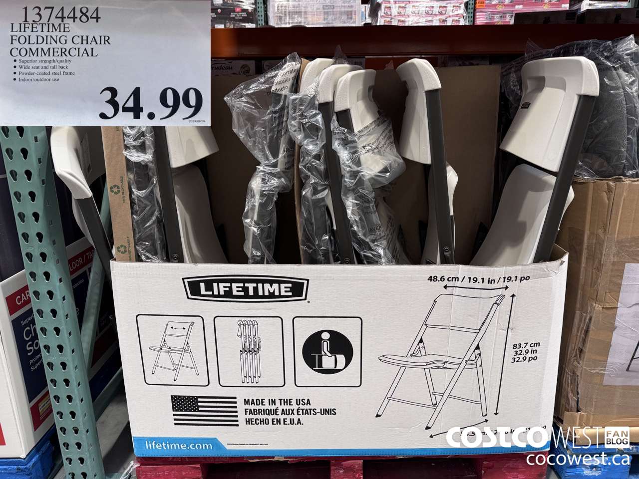 1374484 LIFETIME FOLDING CHAIR COMMERCIAL $34.99