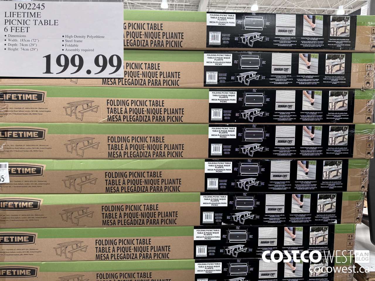 1902245 LIFETIME PICNIC TABLE 6 FEET $199.99