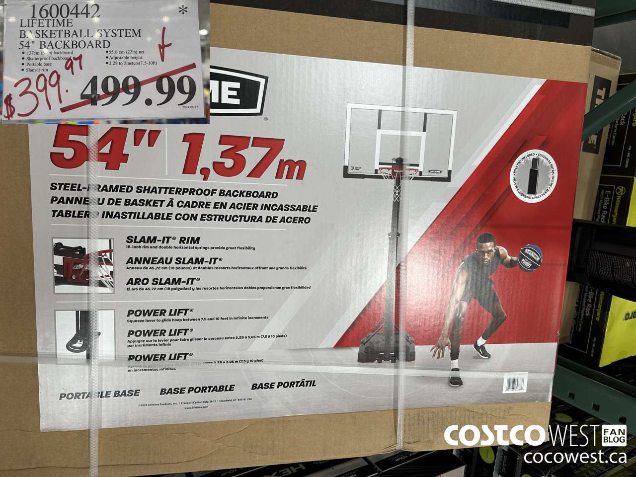 1600442 LIFETIME PRODUCTS BASKETBALL SYSTEM 54IN BACKBOARD $399.97