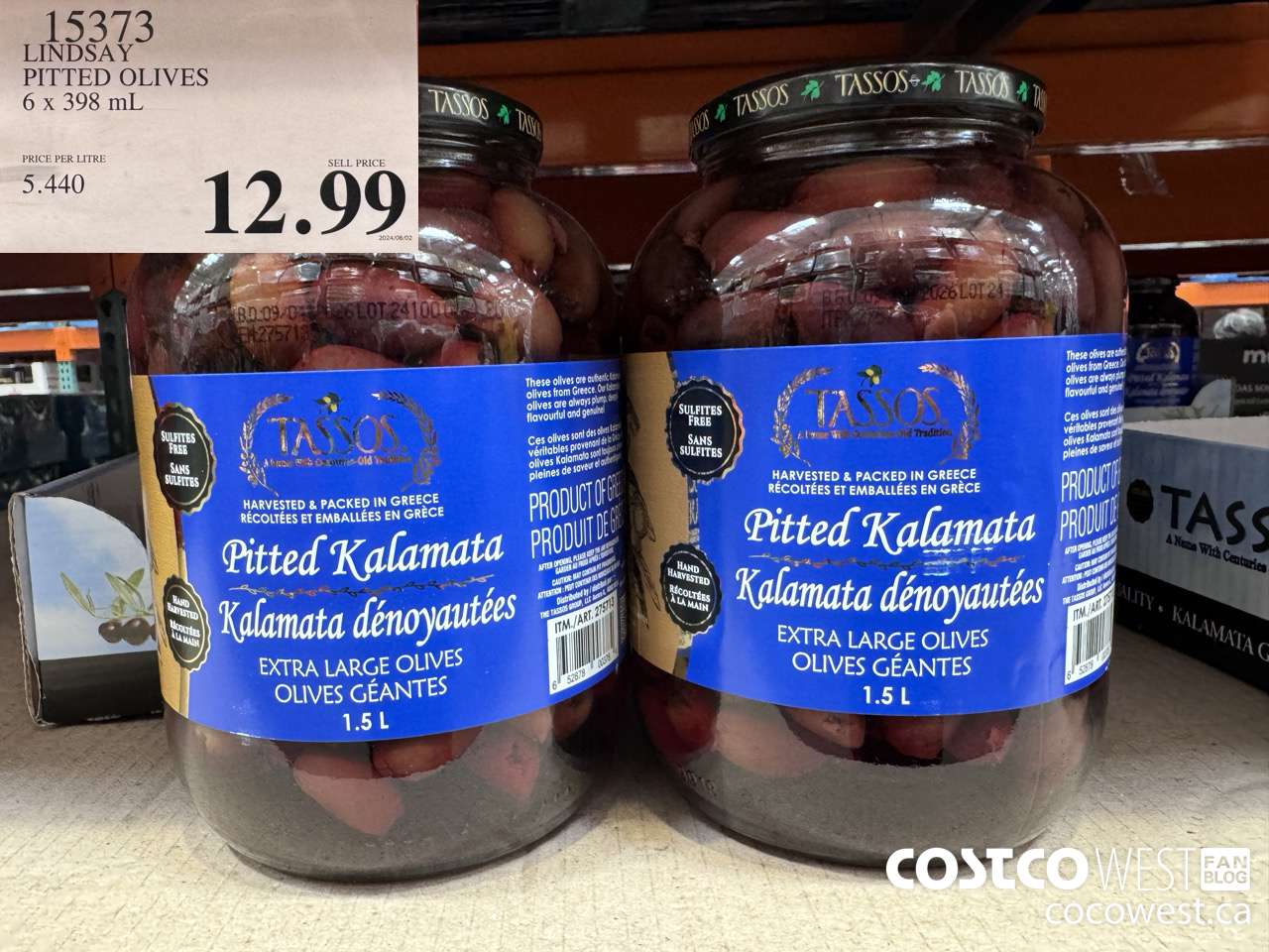 15373 LINDSAY PITTED OLIVES 6 x 398 mL $12.99