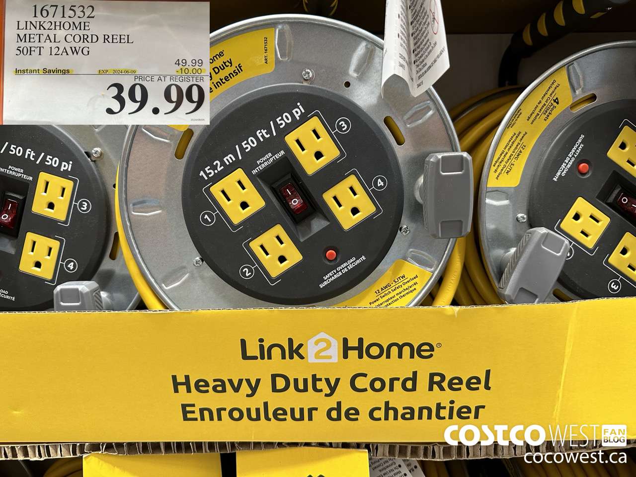 1671532 LINK2HOME METAL CORD REEL 50FT 12AWG ($10.00 INSTANT SAVINGS EXPIRES ON 2024-06-09) $39.99