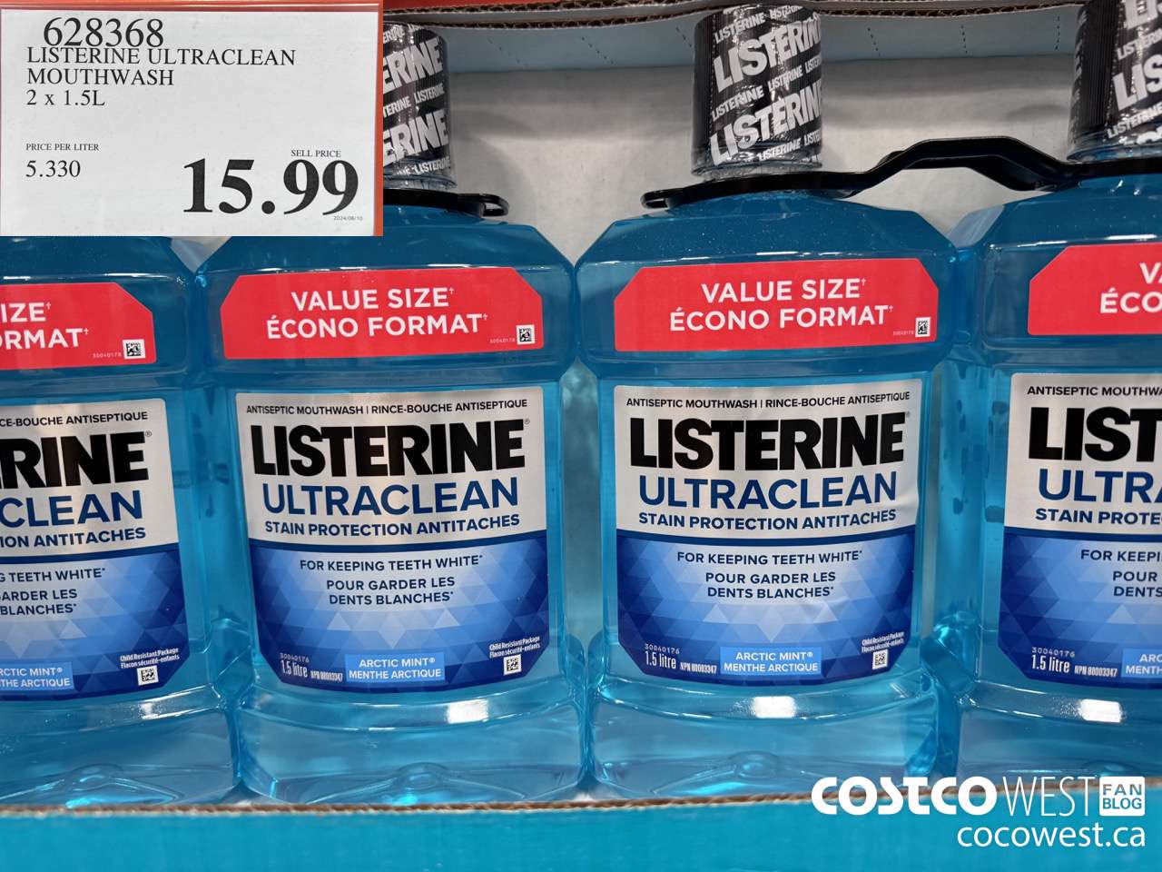 628368 LISTERINE ULTRACLEAN MOUTHWASH 2 X 1.5L $15.99