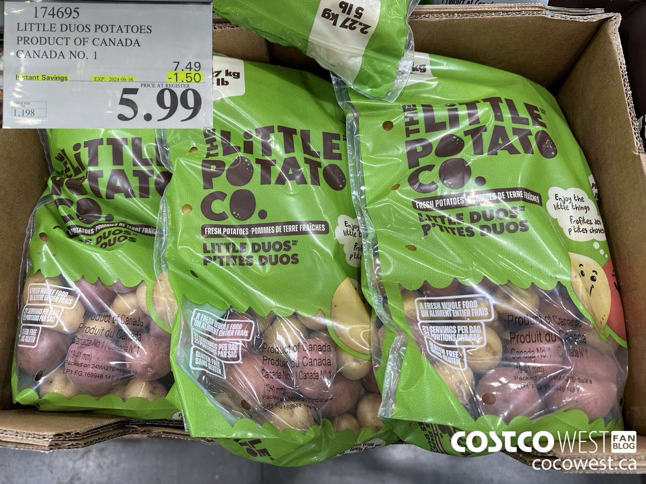 174695 LITTLE DUO POTATOES PRODUCT OF CANADA CANADA NO 1 ($1.50 INSTANT SAVINGS EXPIRES ON 2024-06-16) $5.99