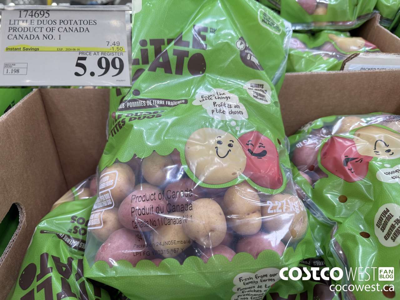 174695 LITTLE DUO POTATOES PRODUCT OF CANADA CANADA NO 1 ($1.50 INSTANT SAVINGS EXPIRES ON 2024-06-16) $5.99