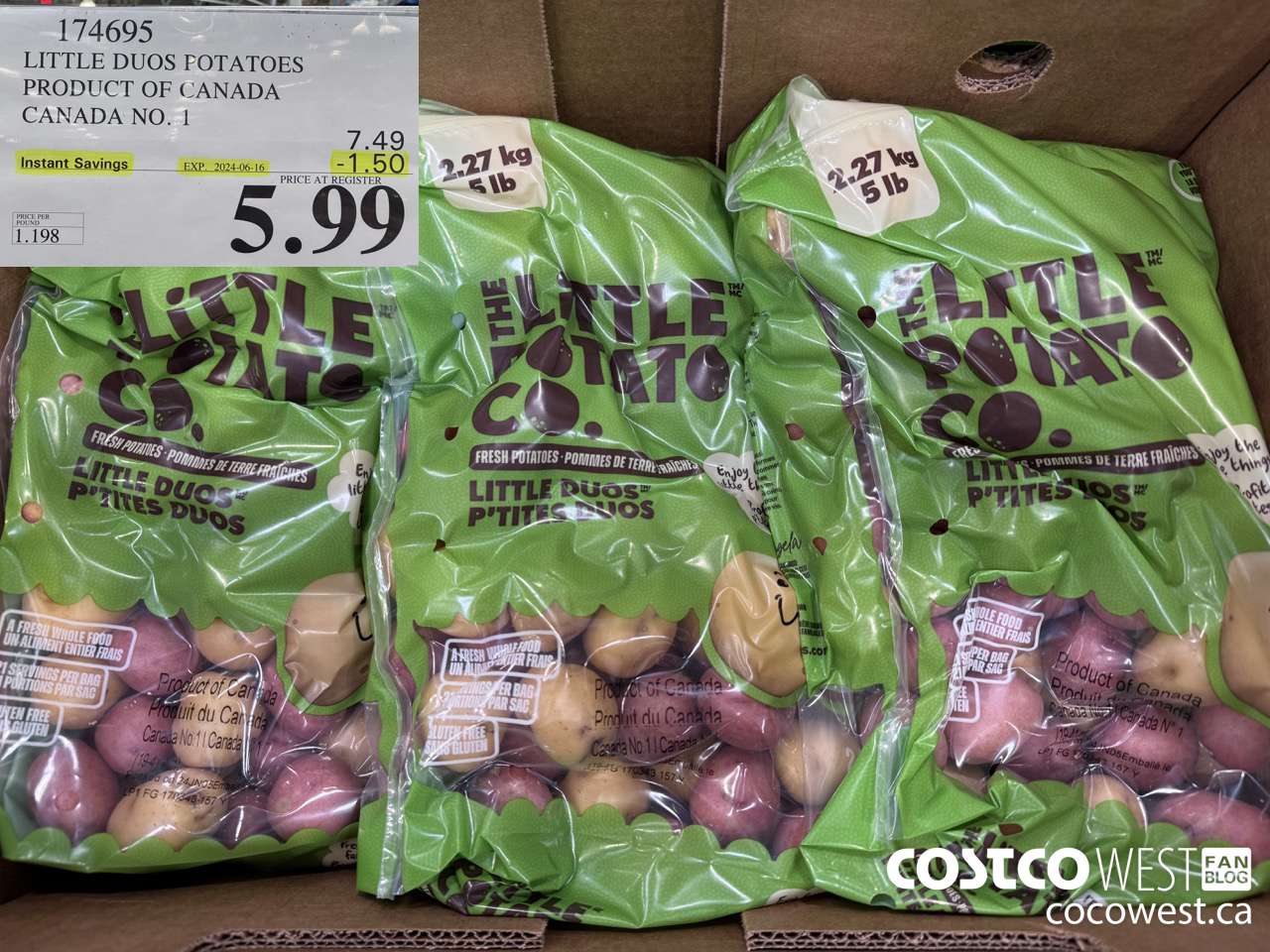 174695 LITTLE DUO POTATOES PRODUCT OF CANADA CANADA NO 1 ($1.50 INSTANT SAVINGS EXPIRES ON 2024-06-16) $5.99