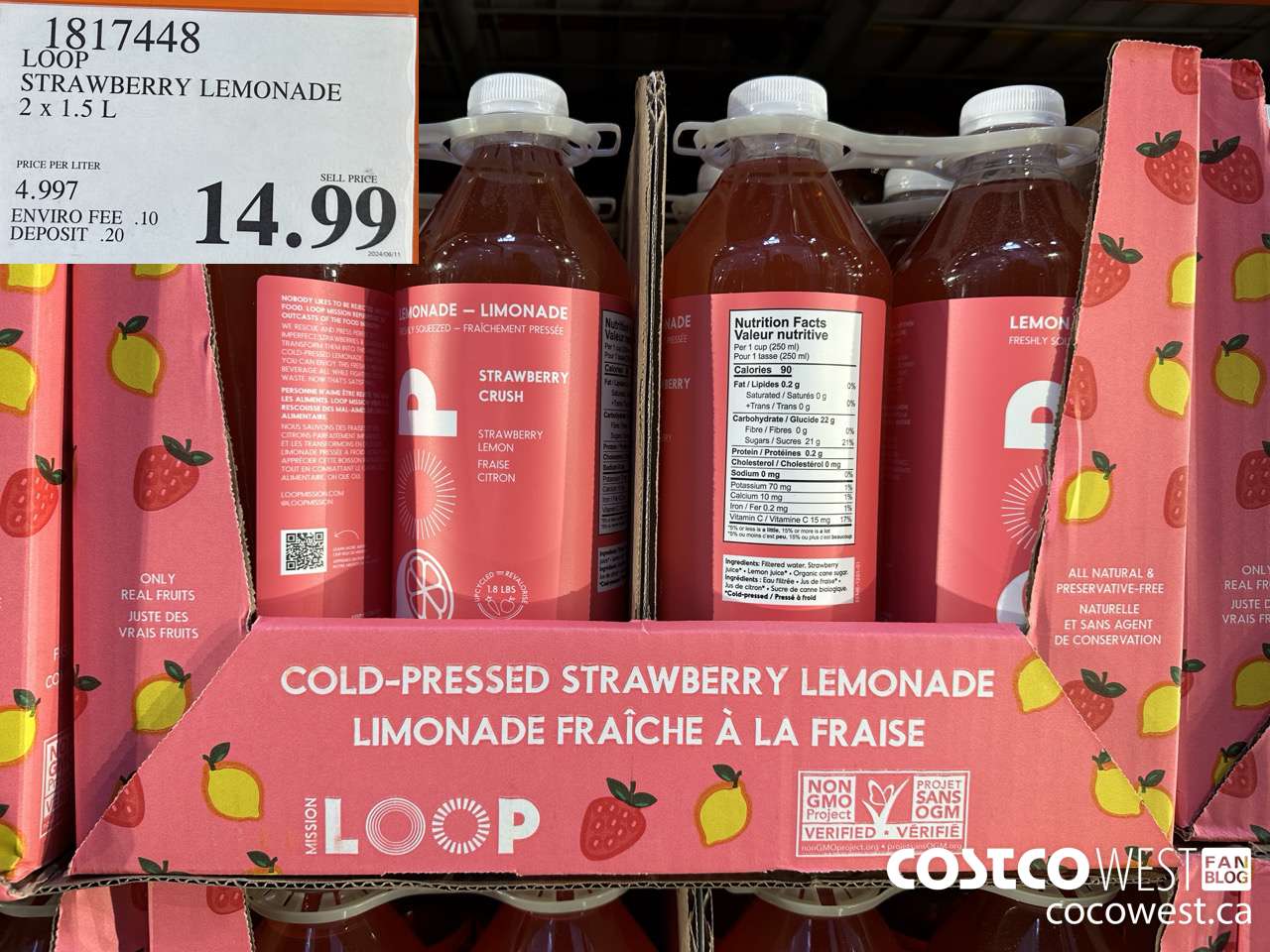 1817448 LOOP STRAWBERRY LEMONADE 2 X 1.5 L $14.99