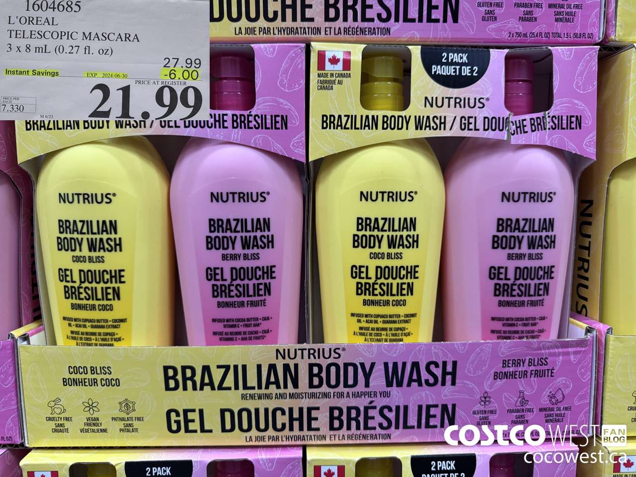 1604685 L'OREAL TELESCOPIC MASCARA 3 X 8 ML (0.27 FL. OZ) ($6.00 INSTANT SAVINGS EXPIRES ON 2024-06-30) $21.99