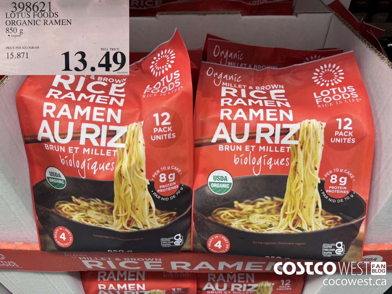 398621 LOTUS FOODS ORGANIC RAMEN 850 g $13.49