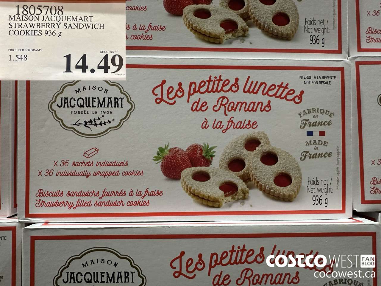 1805708 MAISON JACQUEMART STRAWBERRY SANDWICH COOKIES 936G $14.49